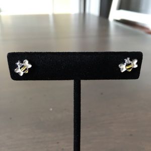 Sterling Silver Enamel Stud Earrings Bumble Bee